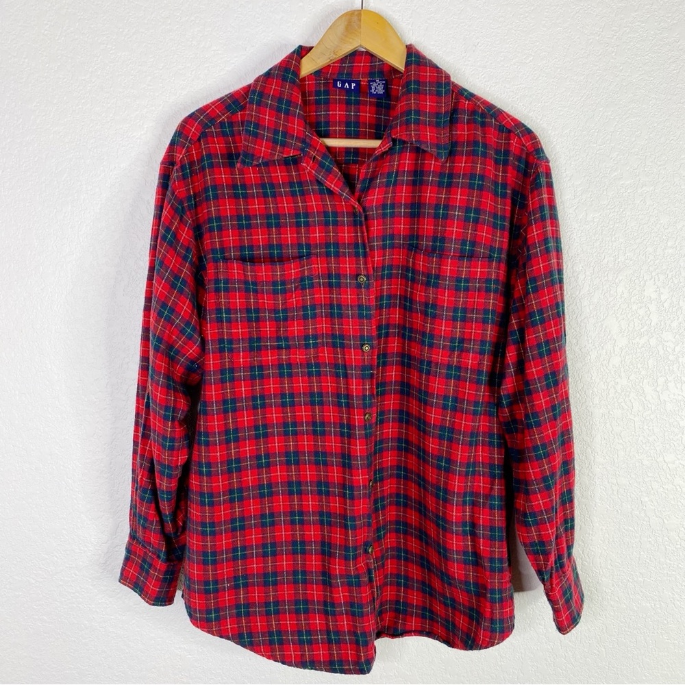 Vintage Gap Red and Blue Plaid Flannel Shirt